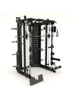 G15® Compact All-In-One Trainer - Máquina Smith, Rack + Doble Polea (Relación de Cable 2:1 y 4:1) + 260 Kg de Placas Incluídos - Edición Compacta)