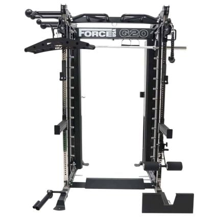 Máquina Multifunción G20 All-In-One Trainer - Multipower Máquina Smith, Rack, Doble Polea, Prensa Vertical y Estación de Jalón Dorsal y Remo